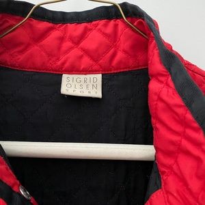 SIGRID OLSEN RED QUILTED JACKET SIZE SMALL